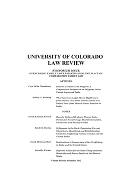 University of Colorado Law Review