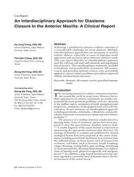 An Interdisciplinary Approach for Diastema Closure in the Anterior Maxilla: a Clinical Report