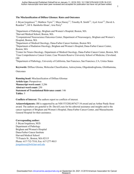 The Misclassification of Diffuse Gliomas: Rates and Outcomes J