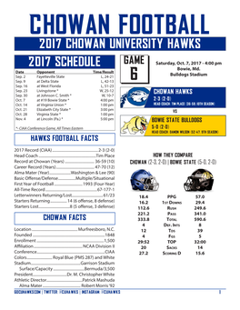 2017 Chowan University Hawks 2017 Schedule