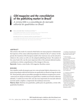 Gibi Magazine and the Consolidation of the Publishing Market in Brazil* a Revista Gibi E a Consolidação Do Mercado Editorial De Quadrinhos No Brasil