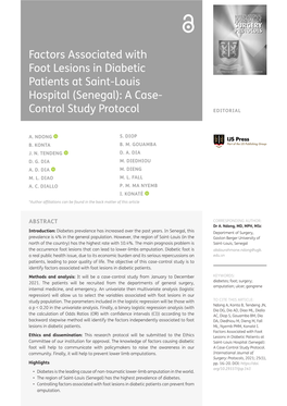 Factors Associated with Foot Lesions in Diabetic Patients at Saint-Louis Hospital (Senegal): a Case