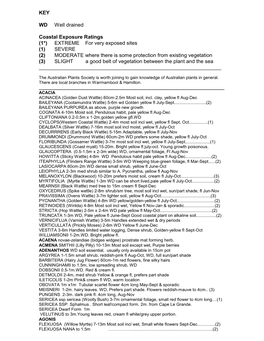 KEY WD Well Drained Coastal Exposure Ratings (1*)