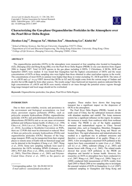 Characterizing the Gas-Phase Organochlorine Pesticides in the Atmosphere Over the Pearl River Delta Region