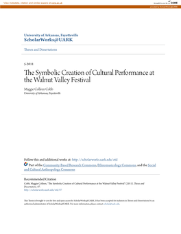 The Symbolic Creation of Cultural Performance at the Walnut Valley Festival