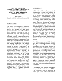 Surface Chemistry Improvement on 316L Stainless Steel Weld Zones With