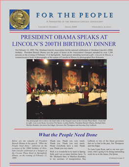 President Obama Speaks at Lincoln's 200Th Birthday Dinner