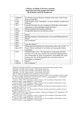 A History of Salinity in Western Australia Important (And Some Unimportant) Dates by D Bennett and D K Macpherson1