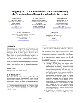 Mapping and Review of Audiovisual Editors and Streaming Platforms Based on Collaborative Technologies in Real Time