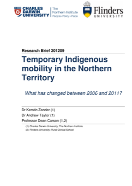 Temporary Indigenous Mobility in the Northern Territory