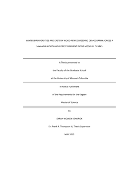 Winter Bird Densities and Eastern Wood-Pewee Breeding Demography Across A