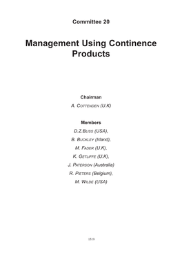 Management Using Continence Products