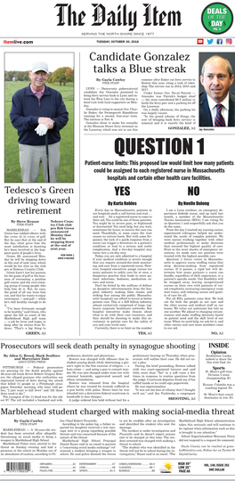 QUESTION 1 DEALS of the Patient-Nurse Limits: This Proposed Law Would Limit How Many$DA Patientsy$ Could Be Assigned to Each Registered Nurse in Massachusettspg