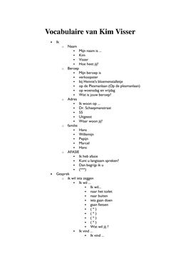 Vocabulaire Van Kim Visser