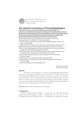 The Need for Re-Inventory of Thai Phytopathogens