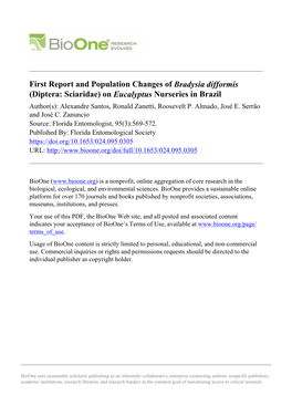 First Report and Population Changes of Bradysia Difformis (Diptera