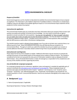 Sepa Environmental Checklist