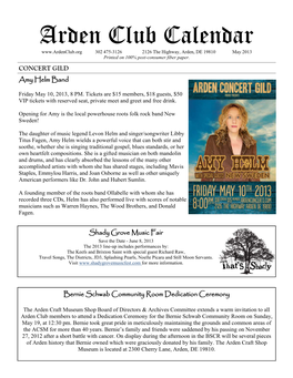 2013 May Newsletter Back-Up Draft