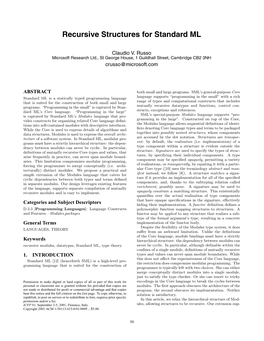 Recursive Structures for Standard ML