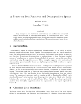 A Primer on Zeta Functions and Decomposition Spaces