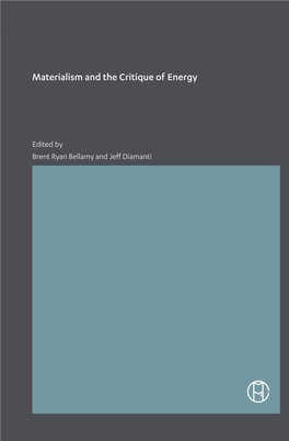 Materialism and the Critique of Energy