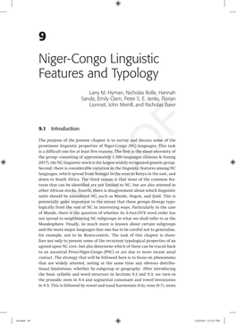 9 Niger-Congo Linguistic Features and Typology