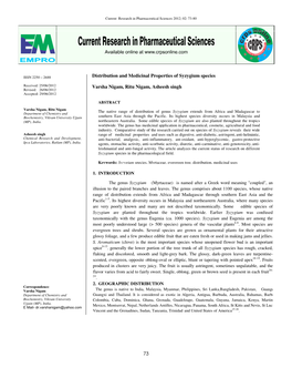 73 Distribution and Medicinal Properties of Syzygium Species