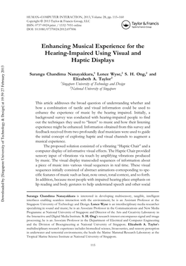 Enhancing Musical Experience for the Hearing-Impaired Using Visual and Haptic Displays