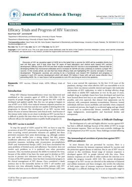 Efficacy Trials and Progress of HIV Vaccines
