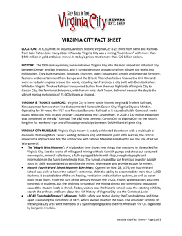 Virginia City Fact Sheet