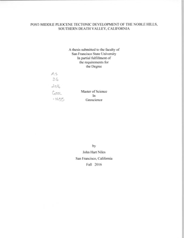Post-Middle Pliocene Tectonic Development of the Noble Hills, Southern Death Valley, California
