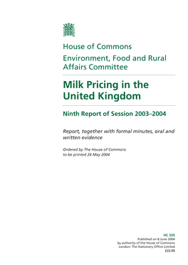 Milk Pricing in the United Kingdom