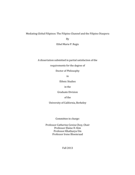 The Filipino Channel and the Filipino Diaspora by Ethel Marie P