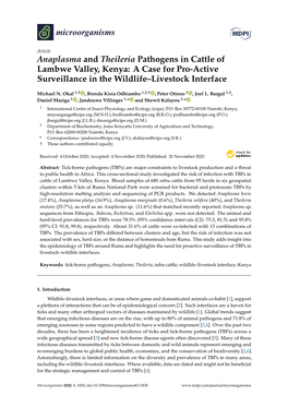 Anaplasma and Theileria Pathogens in Cattle of Lambwe Valley, Kenya: a Case for Pro-Active Surveillance in the Wildlife–Livestock Interface