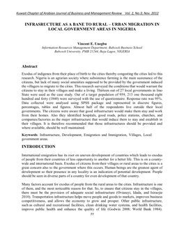 Urban Migration in Local Government Areas in Nigeria