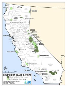 CALIFORNIA CLASS I AREAS COUNTY National Park Service Class 1 Areas Agua Tibia Wilderness