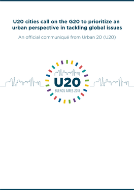 U20 Cities Call on the G20 to Prioritize an Urban Perspective in Tackling Global Issues