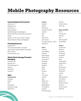 Mobile Photography Resources