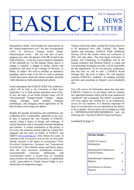 EASLCE Newsletter 5.1 (Summer 2010)