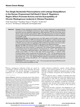 Two Single-Nucleotide Polymorphisms with Linkage