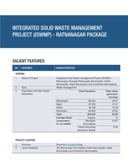 Integrated Solid Waste Management Project (Iswmp) - Ratnanagar Package