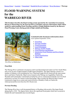 FLOOD WARNING SYSTEM for the WARREGO RIVER