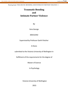 Traumatic Bonding and Intimate Partner Violence 1