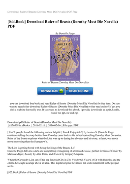 Download Ruler of Beasts (Dorothy Must Die Novella) PDF