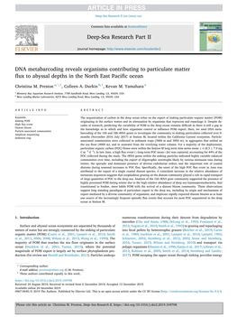 DNA Metabarcoding Reveals Organisms Contributing to Particulate Matter Flux to Abyssal Depths in the North East Pacific Ocean