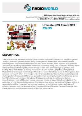 Ultimate NES Remix 3DS £34.99