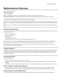 Mathematical Sciences 1