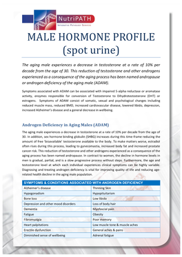 MALE HORMONE PROFILE (Spot Urine)