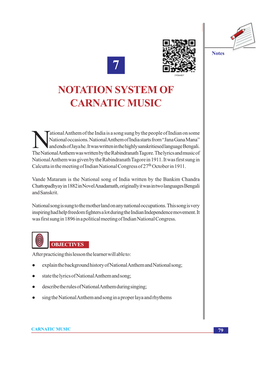 Notation System of Carnatic Music