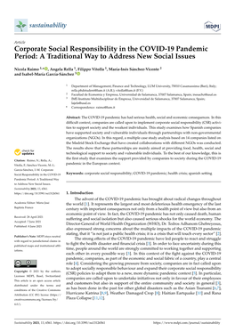 Corporate Social Responsibility in the COVID-19 Pandemic Period: a Traditional Way to Address New Social Issues